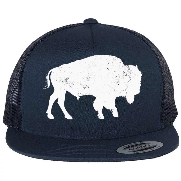 Buffalo Retro Bison Animal Lover Flat Bill Trucker Hat