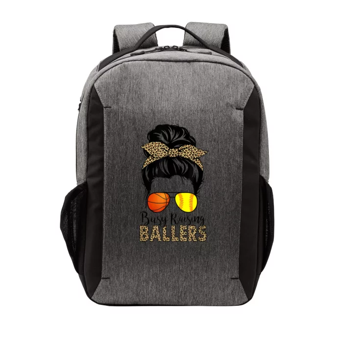 Busy Raising Ballers Softball And Basketball Mom Messy Bun Gift Vector Backpack