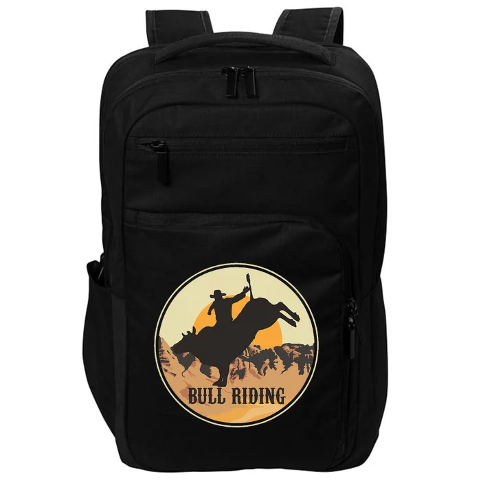 Bull Riding Bullriding Cowboy Western Rodeo Impact Tech Backpack