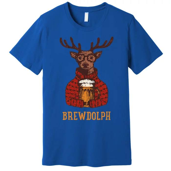 Brewdolph Reindeer Beer Lovers Funny Christmas Premium T-Shirt