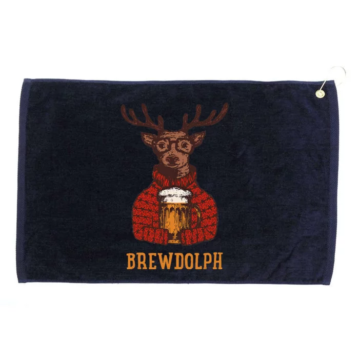 Brewdolph Reindeer Beer Lovers Funny Christmas Grommeted Golf Towel