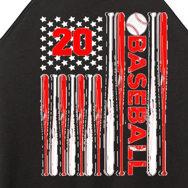 Baseball Red Bats Number 20 Twenty Usa Flag Women’s Perfect Tri Rocker Tank