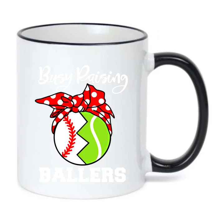 Busy Raising Ballers Funny Baseball Tennis Mom Great Gift Black Color Changing Mug