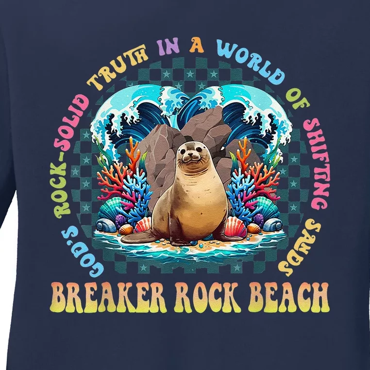 Breaker Rock Beach Vbs 2024 Gods Rock Solid Truth In A World Ladies Long Sleeve Shirt