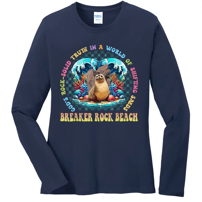 Breaker Rock Beach Vbs 2024 Gods Rock Solid Truth In A World Ladies Long Sleeve Shirt