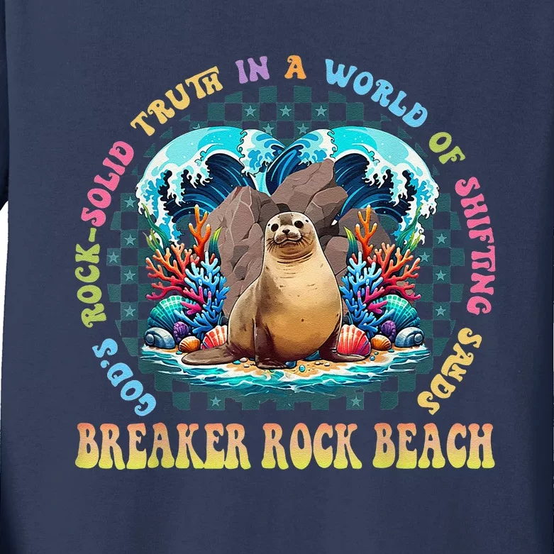 Breaker Rock Beach Vbs 2024 Gods Rock Solid Truth In A World Kids Long Sleeve Shirt