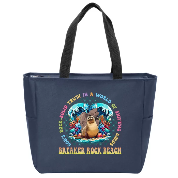 Breaker Rock Beach Vbs 2024 Gods Rock Solid Truth In A World Zip Tote Bag