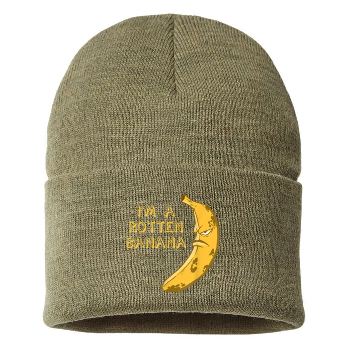 Banana Rotten Brown Frowning Face Fruit Lover Sustainable Knit Beanie