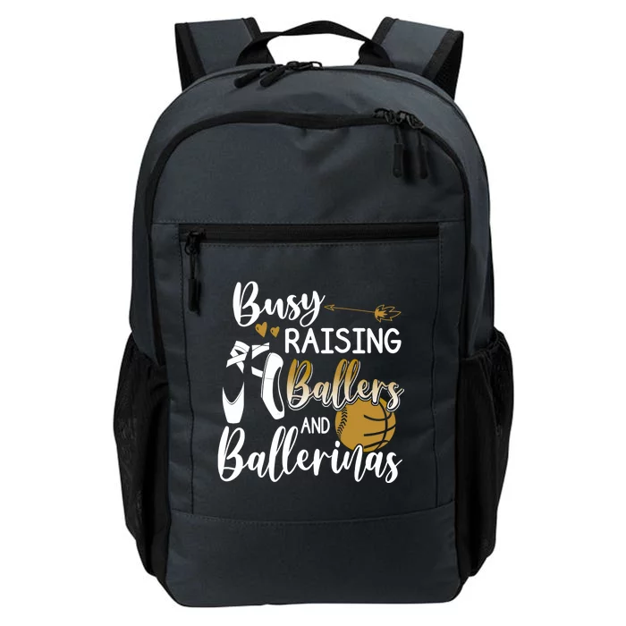 Busy Raising Ballers And Ballerinas Baseball Dance Mom Funny Gift Daily Commute Backpack