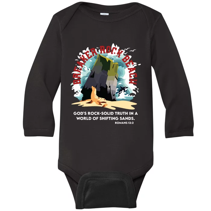 Breaker Rock Beach Gods Rock Solid Truth In A World Vbs 2024 Baby Long Sleeve Bodysuit