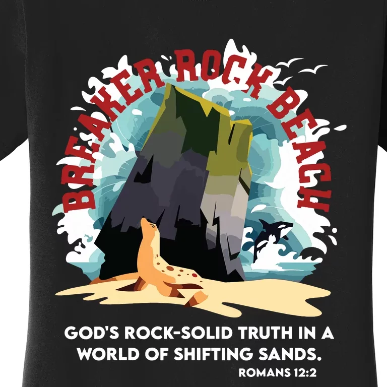 Breaker Rock Beach Gods Rock Solid Truth In A World Vbs 2024 Women's T-Shirt