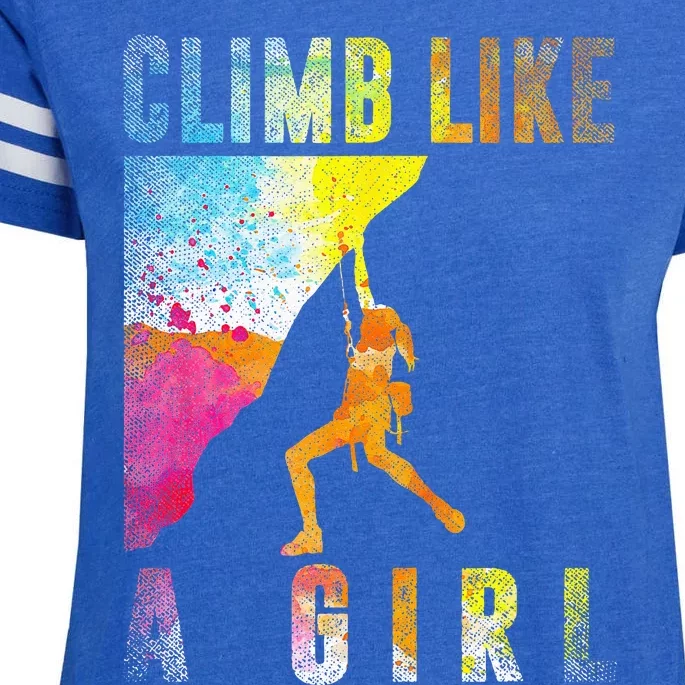 Bouldering Rock Climber Women Kids Rock Climbing Enza Ladies Jersey Football T-Shirt