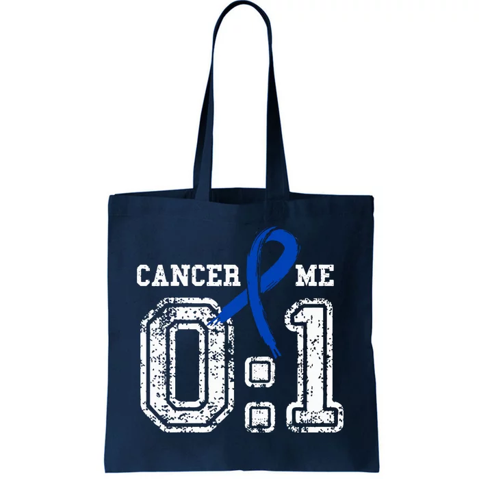 Blue Ribbon Cancer 0:1 Awareness Survivor Tote Bag