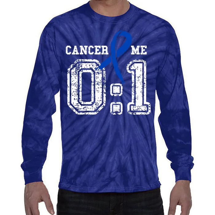 Blue Ribbon Cancer 0:1 Awareness Survivor Tie-Dye Long Sleeve Shirt