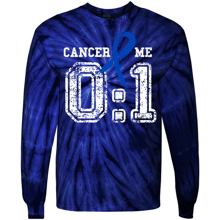 Blue Ribbon Cancer 0:1 Awareness Survivor Tie-Dye Long Sleeve Shirt