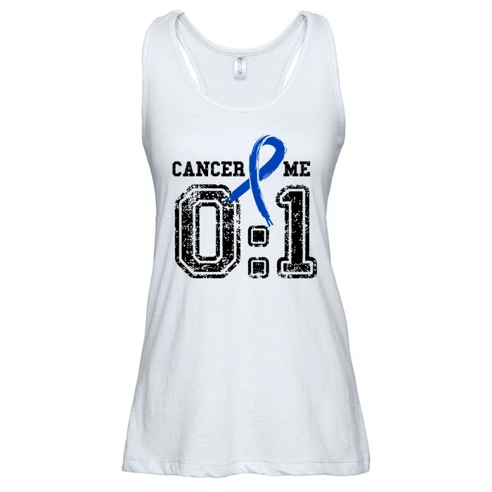 Blue Ribbon Cancer 0:1 Awareness Survivor Ladies Essential Flowy Tank