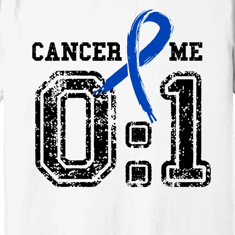 Blue Ribbon Cancer 0:1 Awareness Survivor Premium T-Shirt