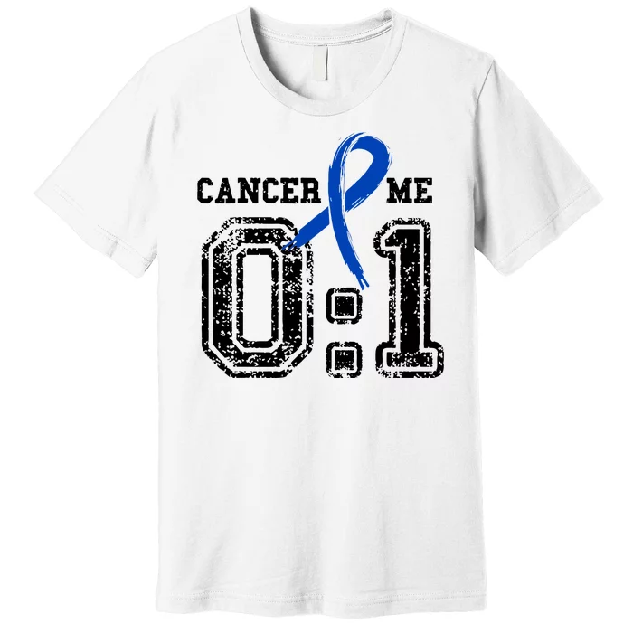 Blue Ribbon Cancer 0:1 Awareness Survivor Premium T-Shirt