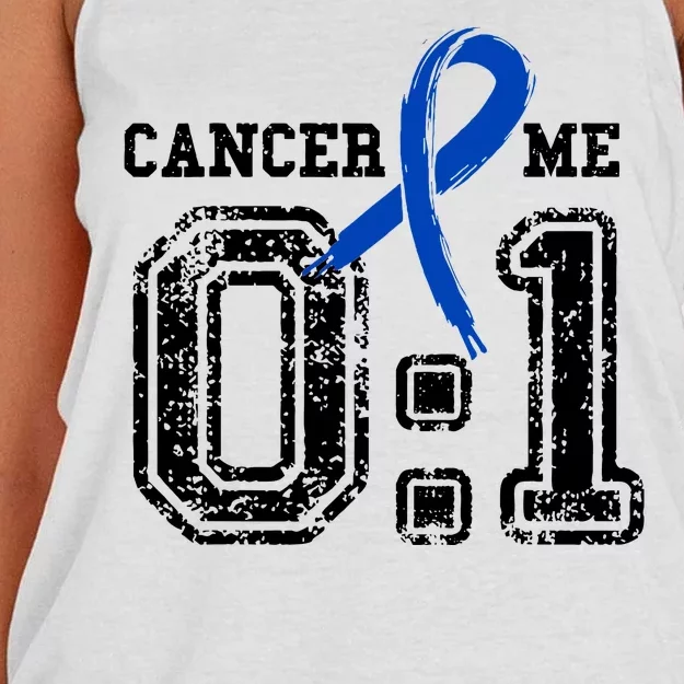 Blue Ribbon Cancer 0:1 Awareness Survivor Women's Knotted Racerback Tank