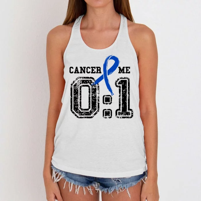 Blue Ribbon Cancer 0:1 Awareness Survivor Women's Knotted Racerback Tank