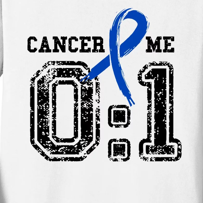 Blue Ribbon Cancer 0:1 Awareness Survivor Kids Long Sleeve Shirt