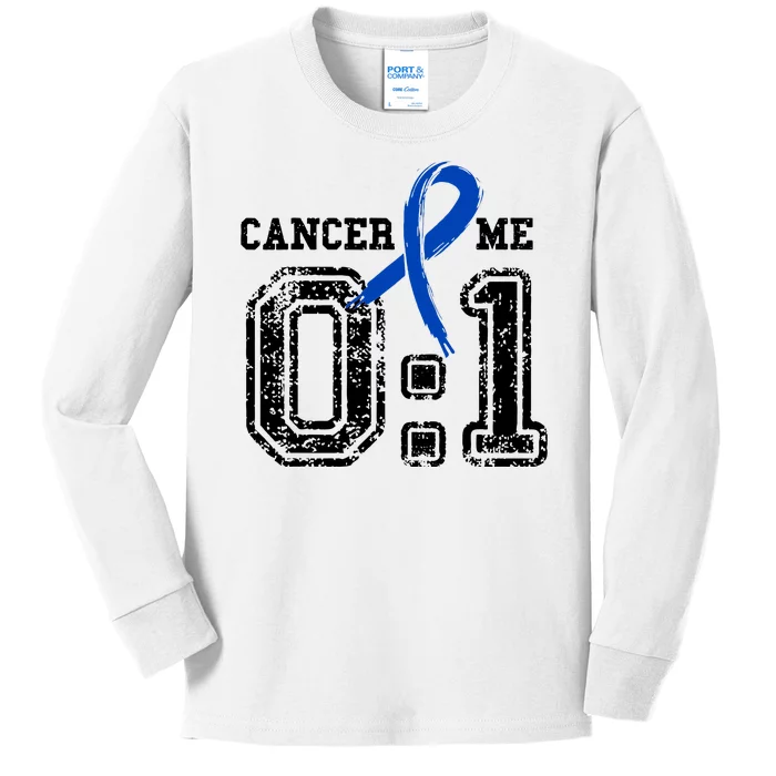 Blue Ribbon Cancer 0:1 Awareness Survivor Kids Long Sleeve Shirt