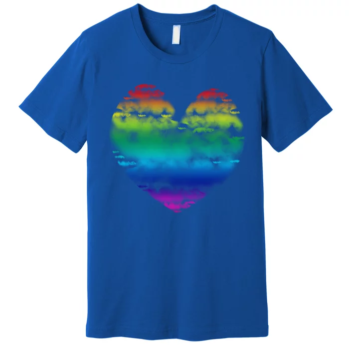 Big Rainbow Clouds Heart Tee Cute Valentines Day Gift Premium T-Shirt