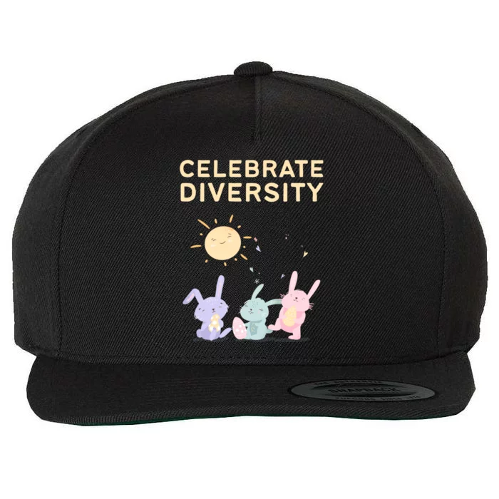 Bunny Rabbits Celebrate Diversity Gift Wool Snapback Cap