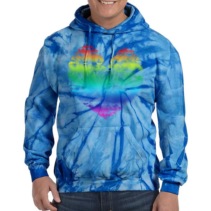 Big Rainbow Clouds Heart Tee Cute Valentines Day Gift Great Gift Tie Dye Hoodie