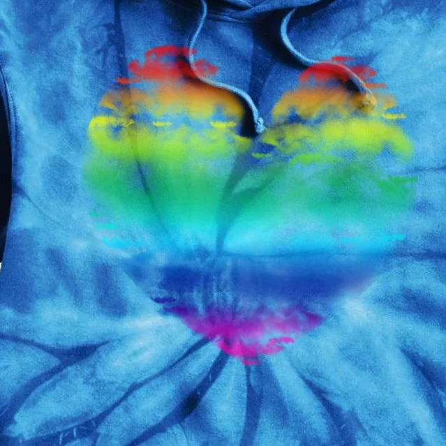 Big Rainbow Clouds Heart Tee Cute Valentines Day Gift Great Gift Tie Dye Hoodie