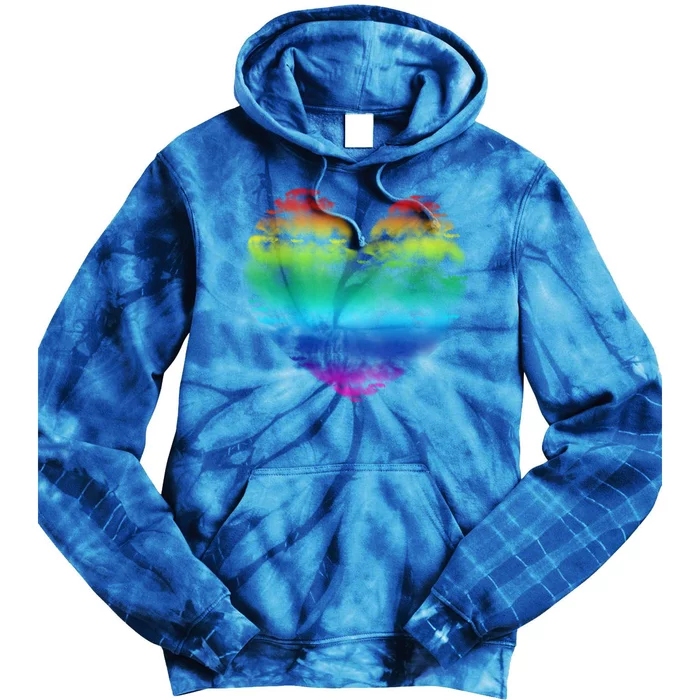 Big Rainbow Clouds Heart Tee Cute Valentines Day Gift Great Gift Tie Dye Hoodie