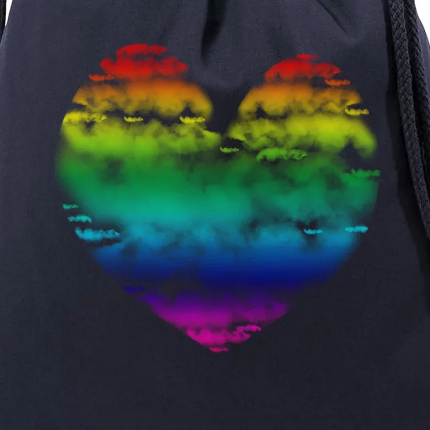 Big Rainbow Clouds Heart Tee Cute Valentines Day Gift Great Gift Drawstring Bag