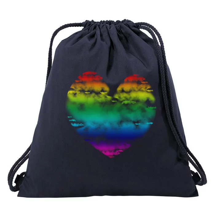 Big Rainbow Clouds Heart Tee Cute Valentines Day Gift Great Gift Drawstring Bag