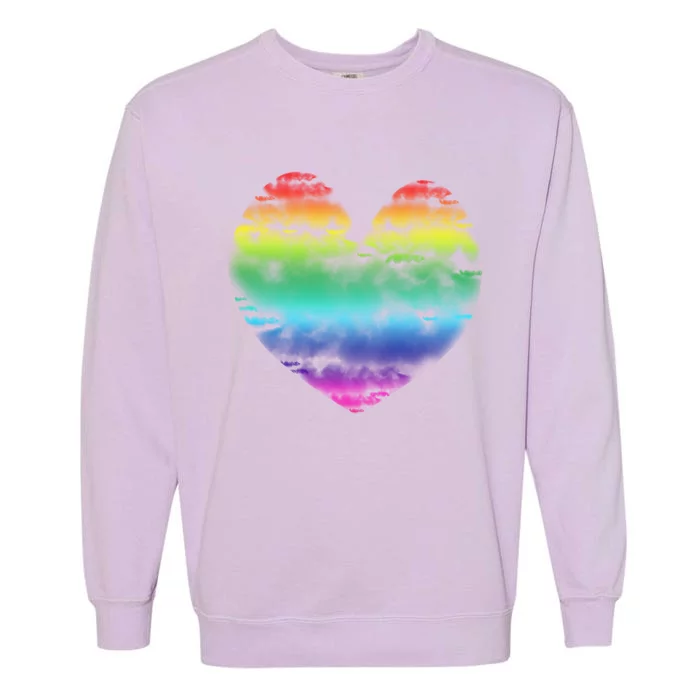 Big Rainbow Clouds Heart Tee Cute Valentines Day Gift Great Gift Garment-Dyed Sweatshirt