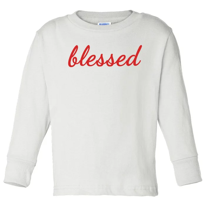 Blessed Red Christian Toddler Long Sleeve Shirt