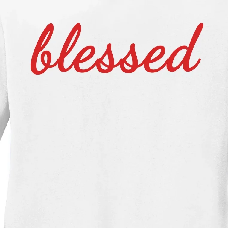 Blessed Red Christian Ladies Long Sleeve Shirt