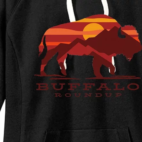 Buffalo Roundup Custer State Park South Dakota Sunset Women's Fleece Hoodie