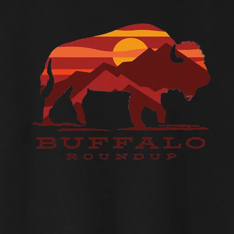 Buffalo Roundup Custer State Park South Dakota Sunset Women's Crop Top Tee