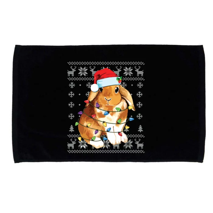 Bunny Rabbit Christmas Ugly Sweater Funny Xmas Tree Decor Microfiber Hand Towel