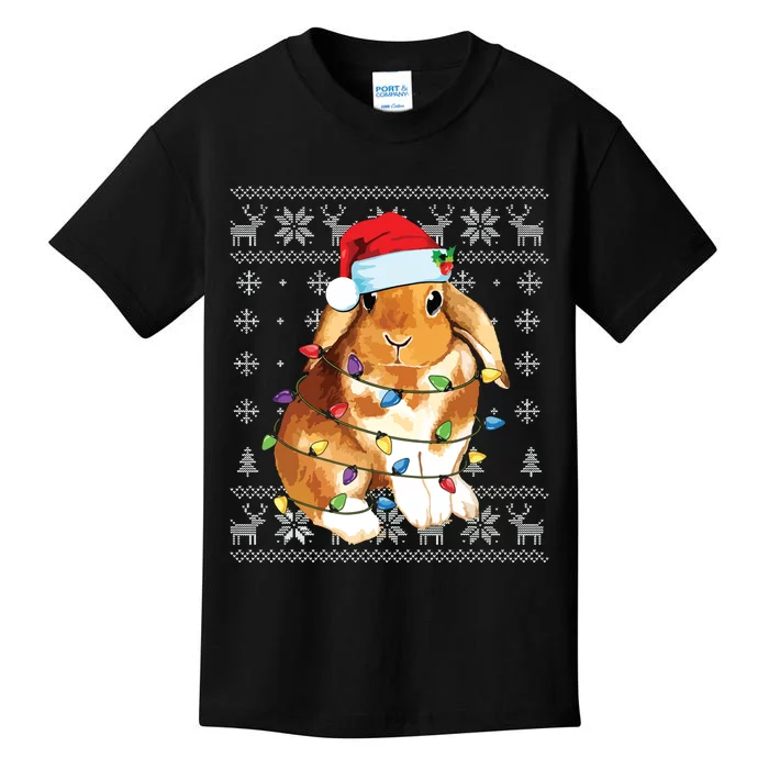 Bunny Rabbit Christmas Ugly Sweater Funny Xmas Tree Decor Kids T-Shirt