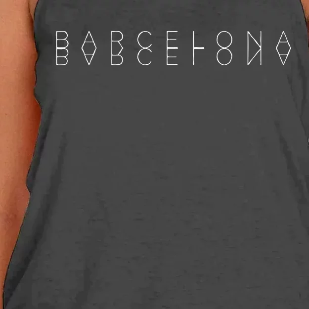 Barcelona Reflections Catalonia Word Art Souvenir Women's Knotted Racerback Tank