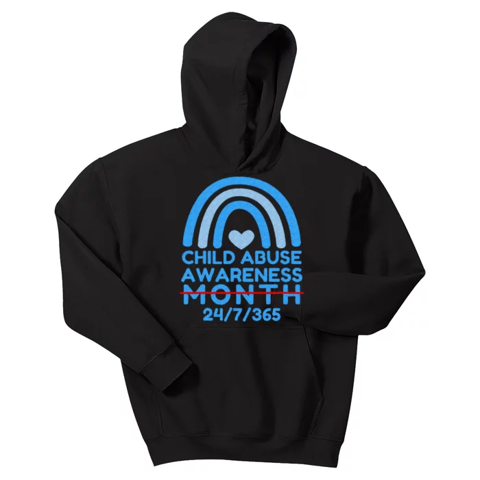 Blue Rainbow Child Abuse Prevention Awareness Month 247365 Kids Hoodie