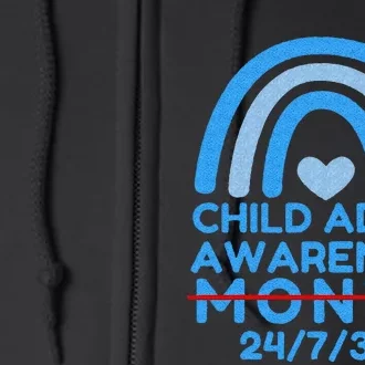 Blue Rainbow Child Abuse Prevention Awareness Month 247365 Full Zip Hoodie