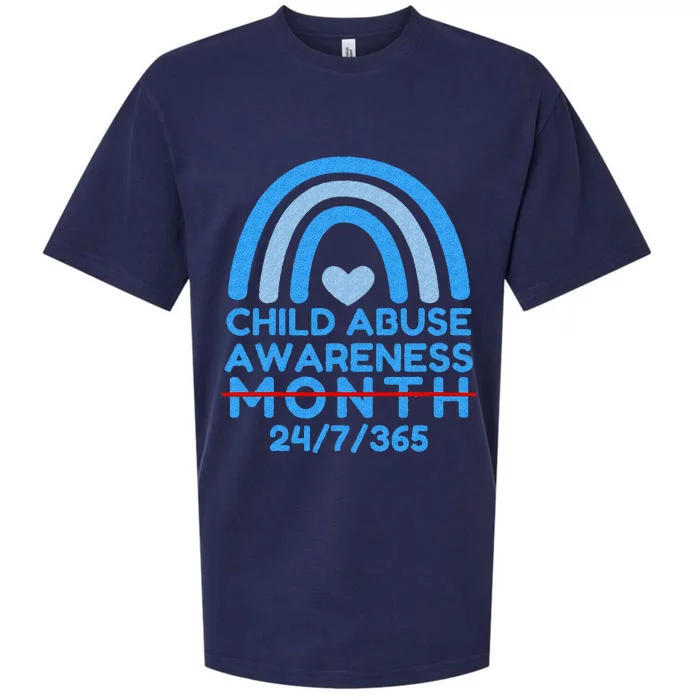 Blue Rainbow Child Abuse Prevention Awareness Month 247365 Sueded Cloud Jersey T-Shirt