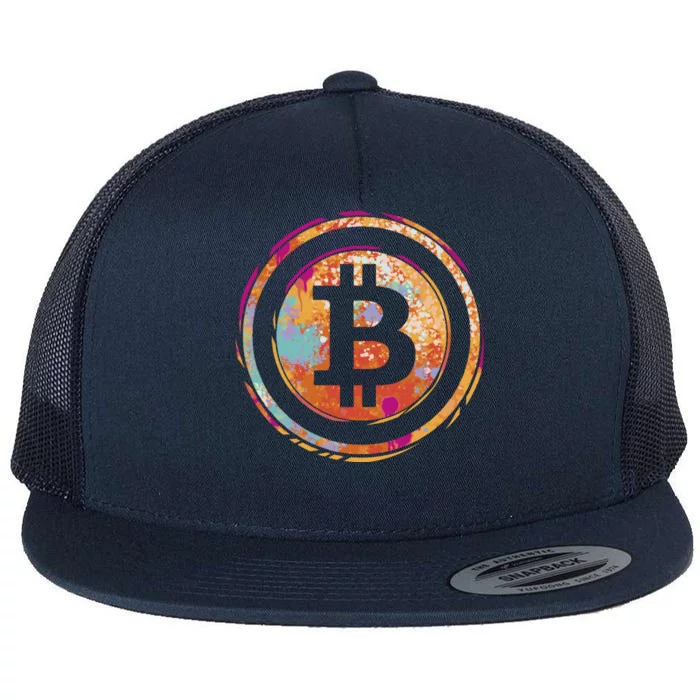 Bitcoin Retro Crypto Flat Bill Trucker Hat