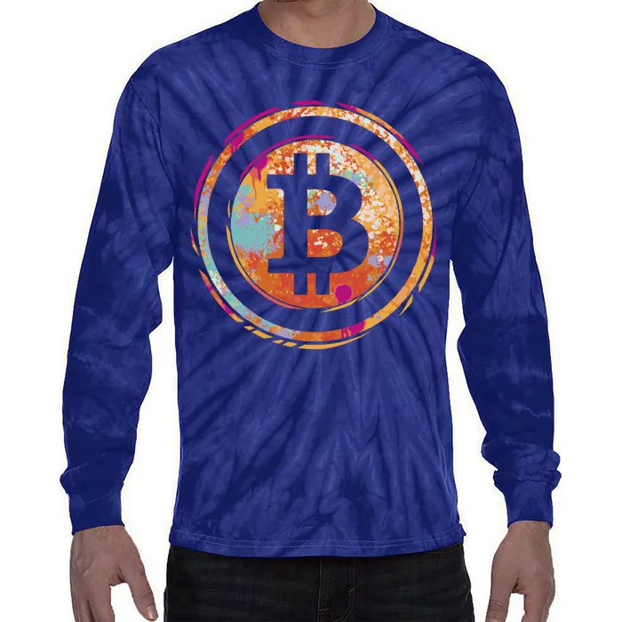 Bitcoin Retro Crypto Tie-Dye Long Sleeve Shirt