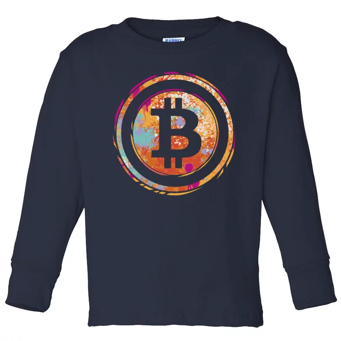 Bitcoin Retro Crypto Toddler Long Sleeve Shirt