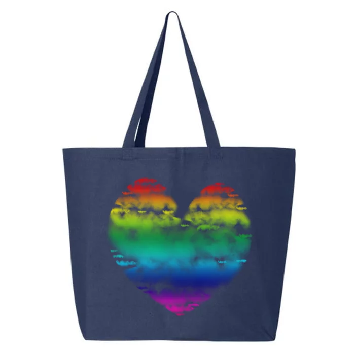 Big Rainbow Clouds Heart Tee Cute Valentines Day Gift 25L Jumbo Tote