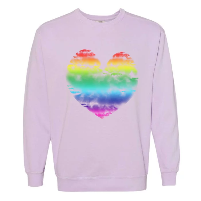 Big Rainbow Clouds Heart Tee Cute Valentines Day Gift Garment-Dyed Sweatshirt