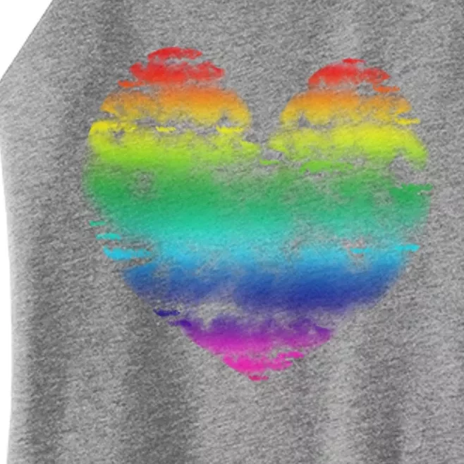 Big Rainbow Clouds Heart Tee Cute Valentines Day Gift Women’s Perfect Tri Rocker Tank